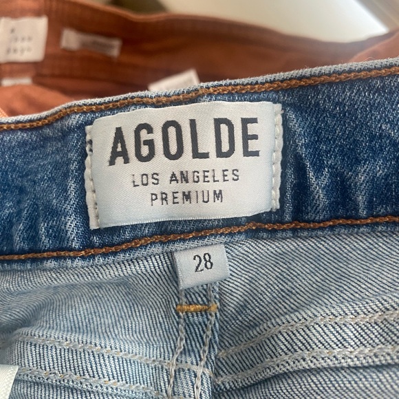 Agolde High Waisted Distresses Cropped Jeans with Raw Hem. Size 28. - Picture 9 of 12